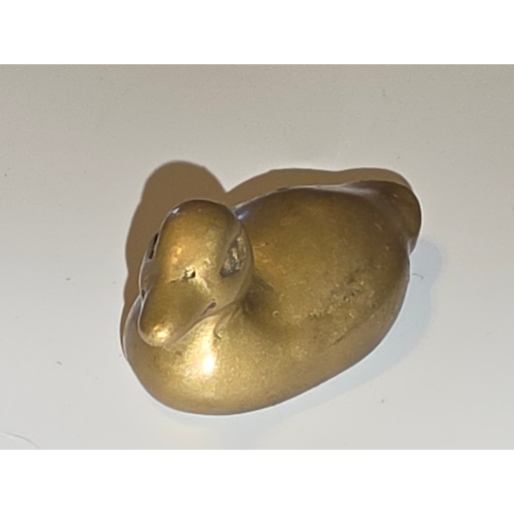 Vintage Solid Brass Duck Figurine Small Bird Paperweight 3 Inch Decor